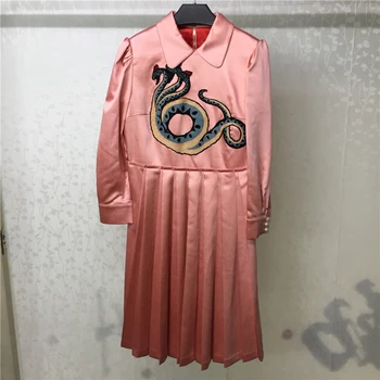 

Vintage Dress for Women Long Sleeve Print Fashion Summer Lady KNee-length Dress 2018 new Women Dress