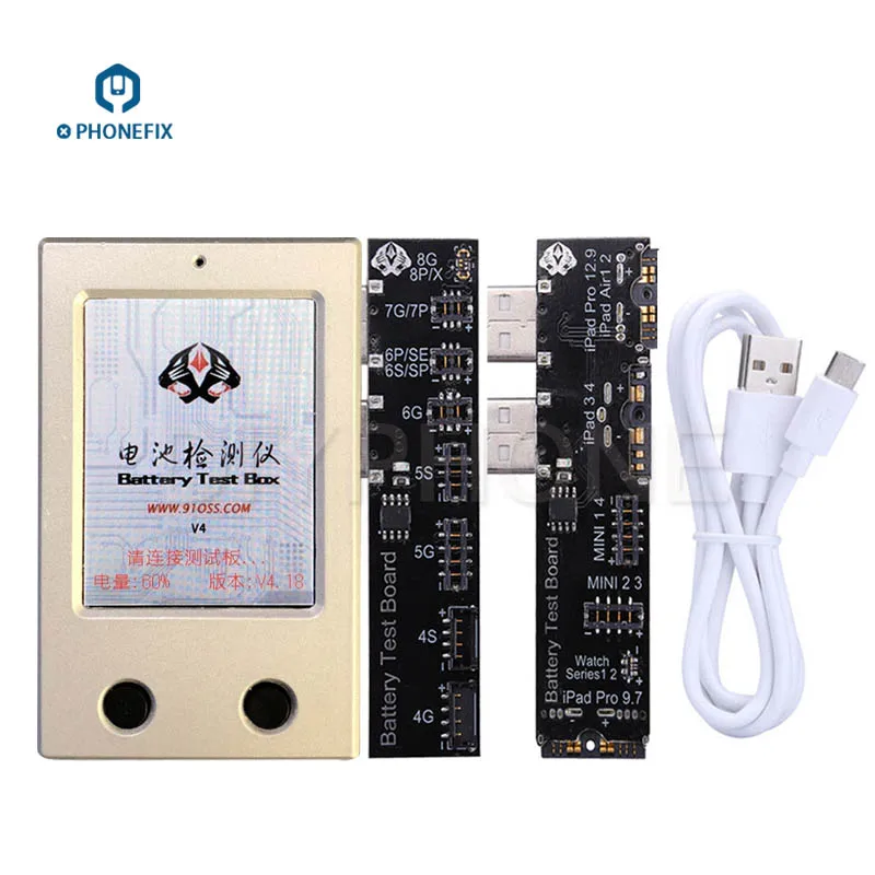 

PHONEFIX Apple Battery Test Box Battery Healthy Life Tester Clear Cycles Tool for iPhone 4-X iPad 3-Mini4 Pro 9.7 12.9 iWatch