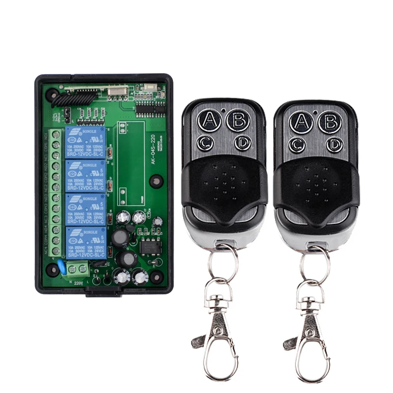 AC 85V 110V 220V 250V 4CH RF Wireless Remote Control System Radio Wireless Lighting Switch 315Mhz/433Mhz Receiver Transmitter ac 220v motor rf wireless remote control switch system 315mhz 220v up