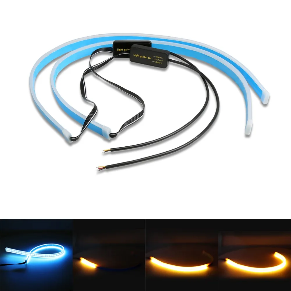 

2x Ultrafine 30cm 45cm 60cm DRL Flexible LED Tube Style Turn Signal Brake Lamps Daytime Running Lights Tear Strip Car Headlight