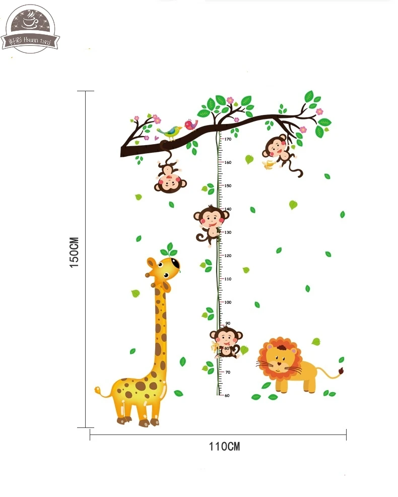 Животные парк высота детей DIY виниловые наклейки на стену для детской комнаты домашний декор художественные наклейки 3D плакат обои украшение
