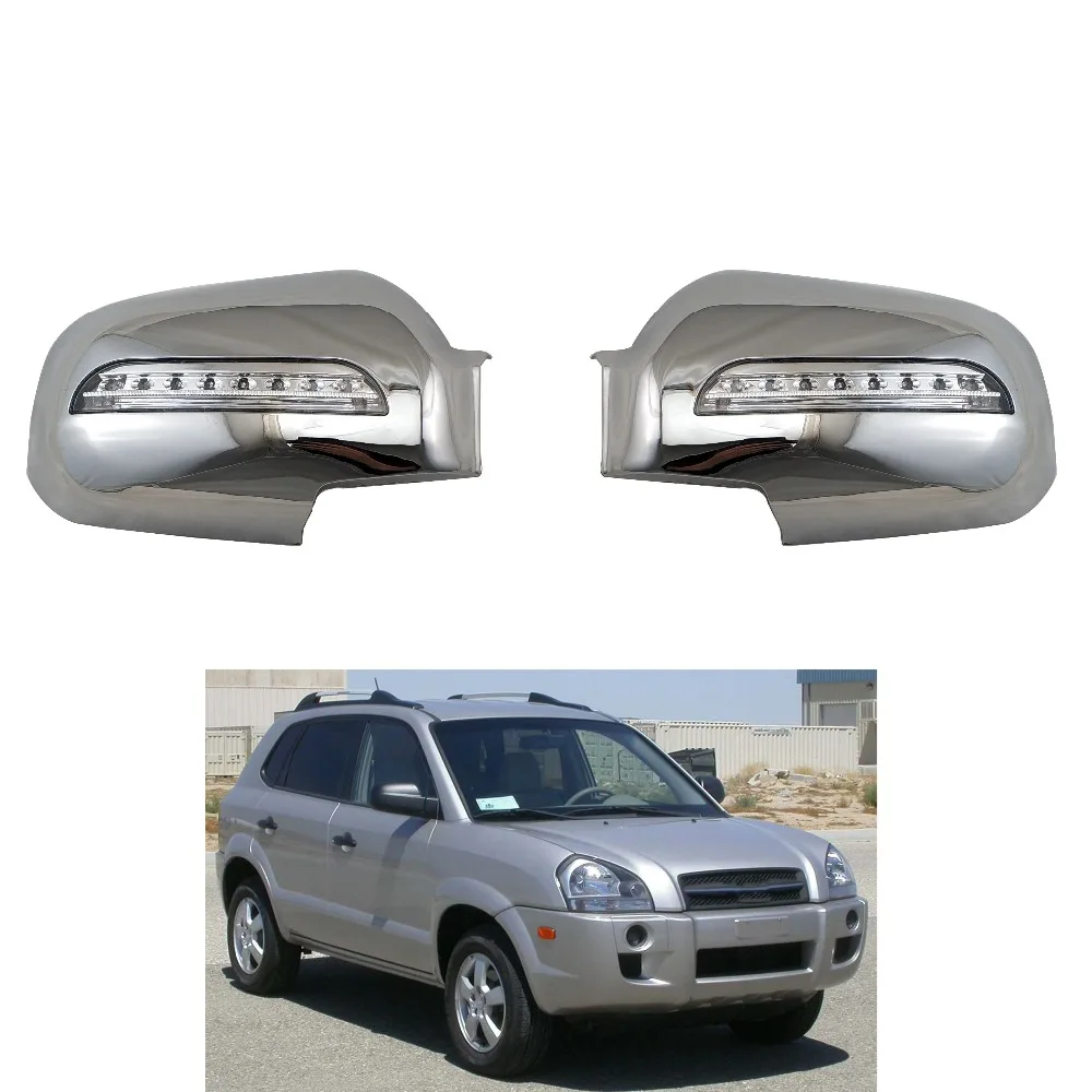 

Novel style Car accessories 2PCS for Hyundai Tucson 2006 2007 2008 2009 ABS Chrome plated door mirror covers with LED