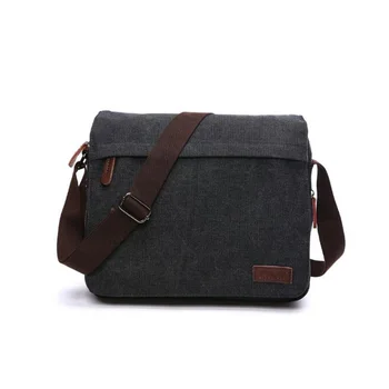 

New 2019 Men Canvas Polyester Casual Solid Zipper Flap Single Shoulder Messenger Bags Outdoor School Crossbody Bag Handbag