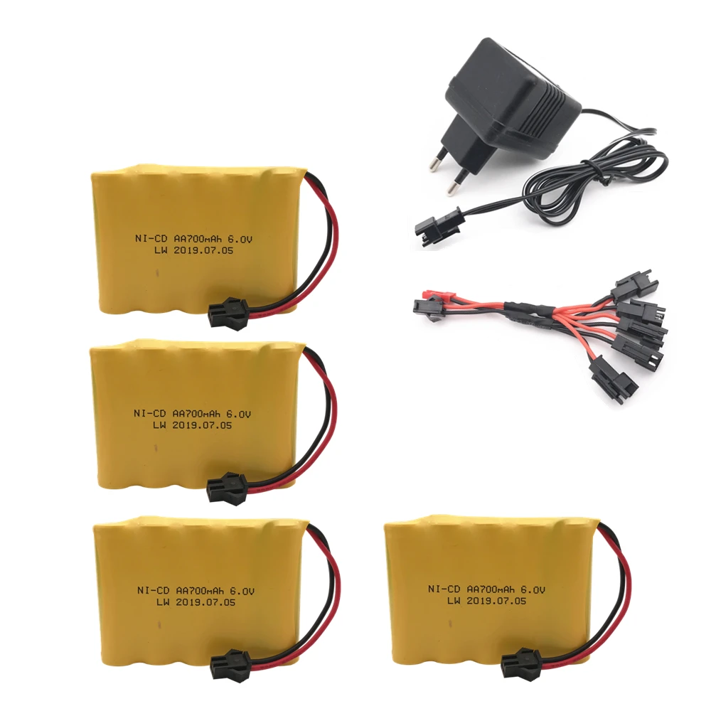 6v 700mah NI-CD AA NICD батарейный блок с зарядным устройством для радиоуправляемой игрушечной машины лодки пистолета танкового грузовика поезда радиоуправляемая Игрушечная модель 6V Ni-CD батареи - Цвет: 4pcs EU plug