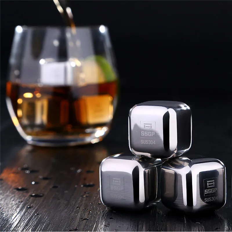 Cube Барные аксессуары 4/8 шт Нержавеющая сталь 304 Whisky кубики льда из камня охладитель для виски Rocks, ледяной камень с Пластик коробка для вина bag