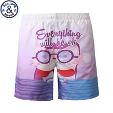 Мужские летние пляжные шорты, одежда с 3D принтом, мультяшная кошка, все в порядке, Бермуды, мужские пляжные шорты