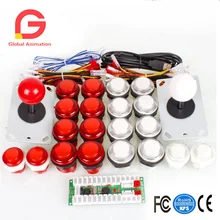 2Player Arcade DIY Kit USB Contoller to PC Joystick + 20 LED Illuminated Buttons Mame Games Stick
