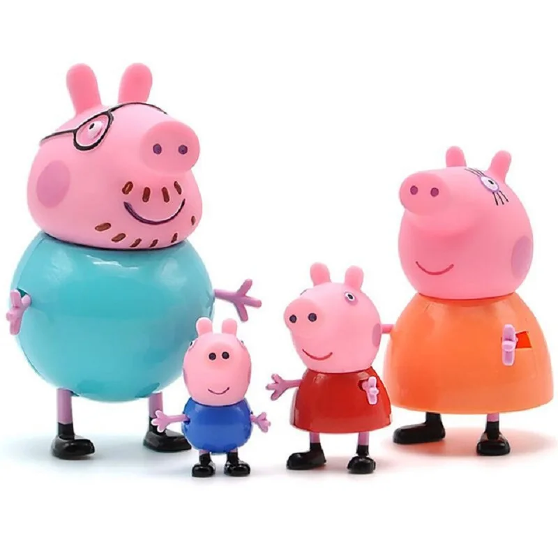 Peppa Pig для маленьких девочек Джордж Семья 4 шт. мама и папа действие модель куклы Pelucia аниме игрушки ребенка день рождения Рождественский