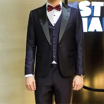 

Customized new best selling men's suit three-piece suit (coat + pants + vest) men's business dress wedding dress groom dress