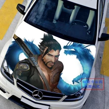 Custom Made Car Accessories Japanese Car Stickers Decals 3D Anime Game Overwatch Hanzo Hood Sticker Auto Roof Camouflage Vinyl