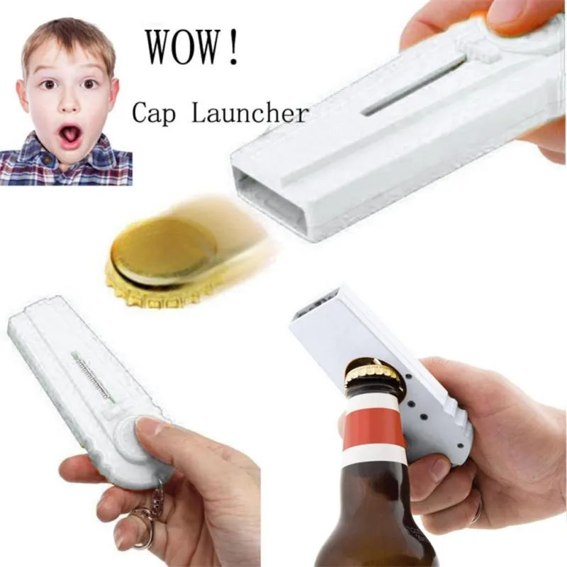 Cap Launcher Beer Bottle Opener Shooting Flying Lids Shooter Outdoor