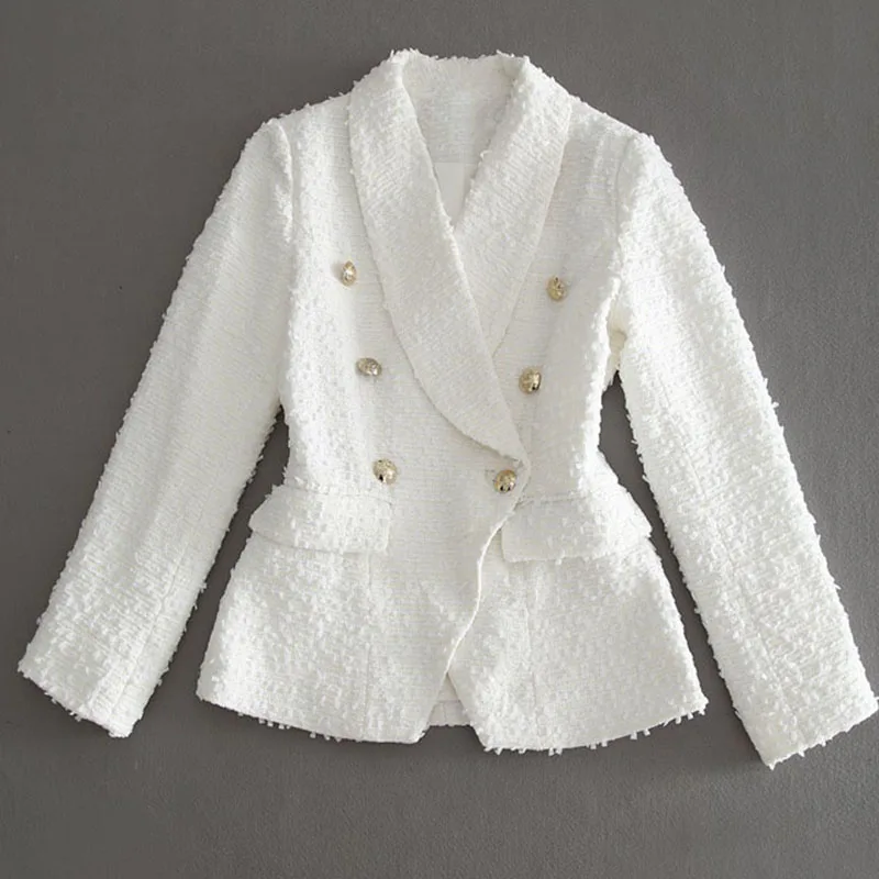 2018 runway high quality white short jacket tweed jacket autumn 18918