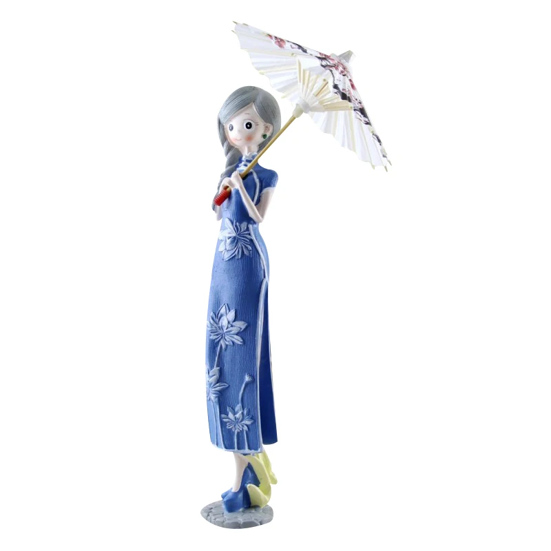 

Home Decor Cheongsam Girl Miniature Traditional Chinese Decorative Ornaments Statue Resin Figurine Beautiful Ornament Toys Gifts