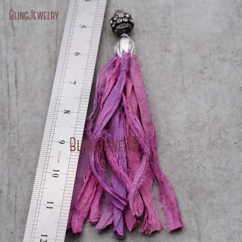 20171213-PM8963- Cerise Pink Sari Silk Tassel Pendant Antique Silver_8