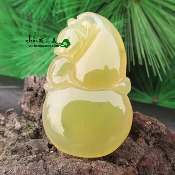 

Natural ice color chalcedony agate jade gourd pendant Need yellow jade pendants jade pendant genuine jade gourd