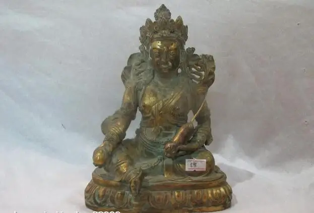 

8.5"Tibet Wonderful Sacred Pure Bronze Gold Yellow Jambhala Buddha statue