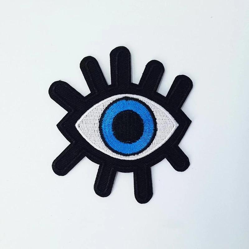 

1 Piece Blue Embroidered Eyes Patches 7.8CM X 8CM DIY Applique Accessories Iron On Patches Stickers for Clothing