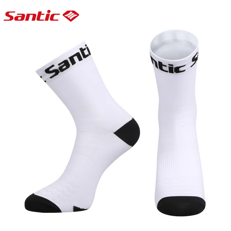Santic, мужские и женские Супер велосипедные носки, высокая эластичность, дышащие спортивные носки, для бега, марафона, футбола, велосипеда, велосипедные носки, KW6503 - Цвет: 2 pairs of white