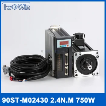 

90ST-M02430 220V 750W AC Servo motor 3000RPM 2.4 N.M. 0.75KW servomotor Single-Phase ac drive permanent magnet Matched Driver