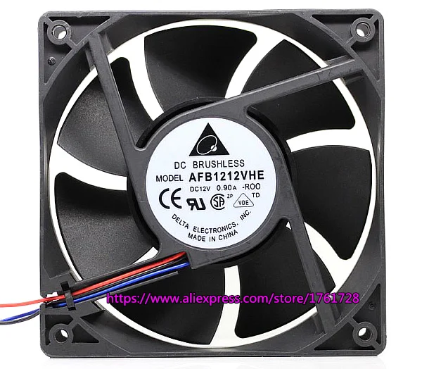 

Original Delta 12038 dual ball bearings fan AFB1212VHE 12cm 12V 0.9A~