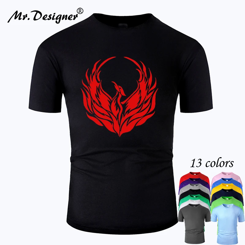 

Phoenix Nirvana Big bird Line Art Cotton T Shirt Men Unisex Summer Short Sleeve Cool Printed Casual Women Cotton Tops m01004