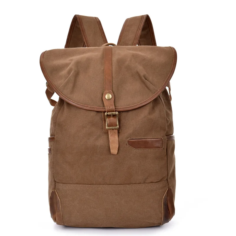 

Men's Canvas Shoulder Bag Computer Backpack Korean-Style Crazy Horse Leather Large Capacity Outdoor Tour Packag