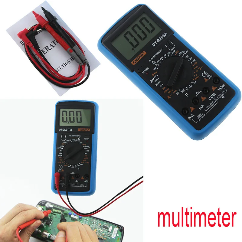 DT9205A Ручной цифровой мультиметр с ЖК-дисплеем AC DC Автоматический диапазон отключения питания мультиметр Амперметр Омметр Сопротивление измеритель емкости