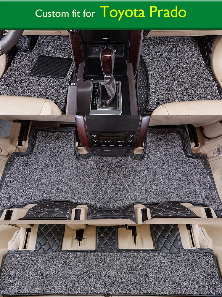 

Custom For Toyota Land Cruiser Prado 120 150 Car Floor Mats 5 Seats/7 seats Accessories 2019 Car Leather floor carpet liner