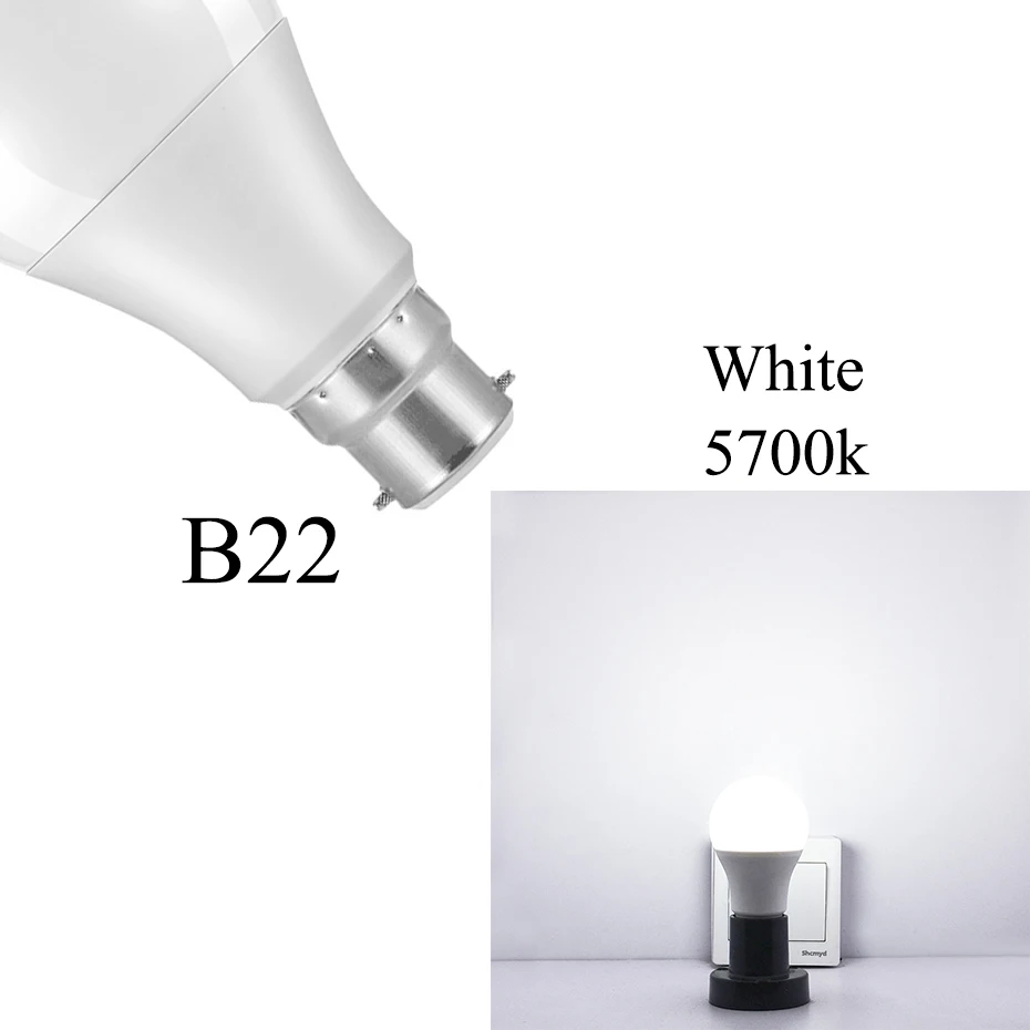 B22 White Светодиодный датчик движения PIR лампа E27 B22 12 Вт 18 Вт автоматический Вкл/Выкл светодиодный светильник чувствительный детектор движения человеческого тела Ампульный датчик - Испускаемый цвет: B22 White
