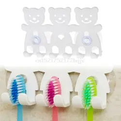 Настенная подставка для зубных щеток установлен присоске 5 позиция милый мультфильм медведь ванная комната наборы для ухода за кожей O18