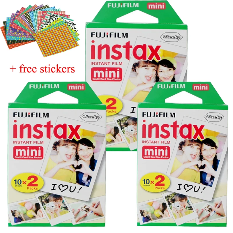 60 sheets Original Fujifilm Fuji Instax Mini Film White Sheet for Polariod mini7 7s 8 10 20 25 50s 50i SP1 dw sp-1, lomo instant