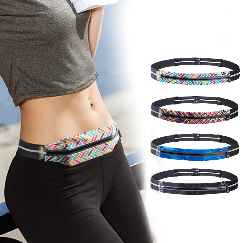 AONIJIE Adjustable Slim Double Pockets Running Waist Belt Jogging Bag Fanny Pack Travel Workout Fitness 6.8in Phone Holder