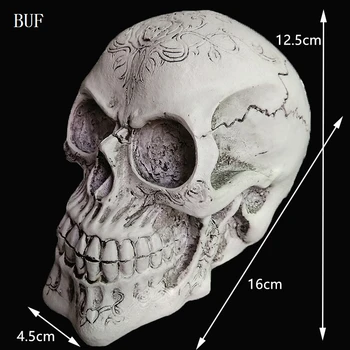 

BUF Resin Craft Statues For Decoration Skull Head Creative Skeleton Figurines Sculpture Ornament Home Decoration Accessories