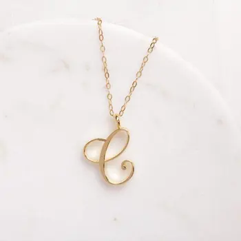 

10PCS Unique Monogram Letter C Necklace Cursive C Pendant Initial Clavicle Charm Jewelry for lovers Gift