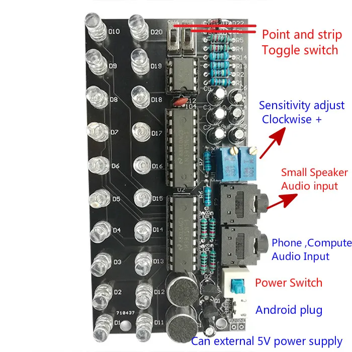 GHXAMP LM3915 двухканальный 10 наборов индикаторов уровня звука MP3 ПК телефонная