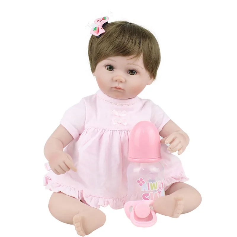 New 40cm Soft Body Silicone Reborn Baby Doll Toy For Girls Vinyl