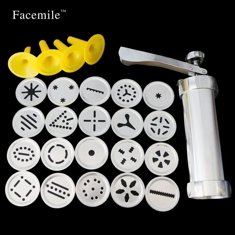 24pcs Cookie Press Set Biscuit Maker Stainless Steel Cookie Cake Maker Making Decorating Gun Wilton Cake