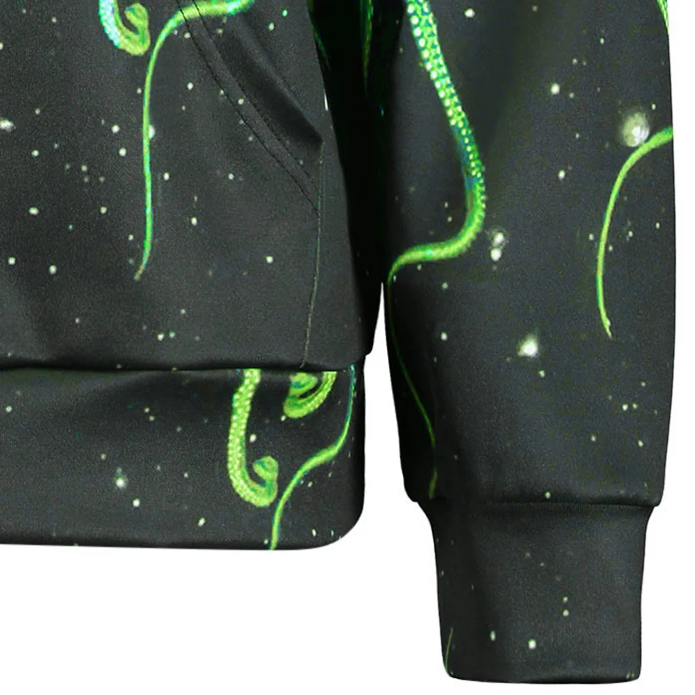 octopus claw galaxy print drawstring hoodie