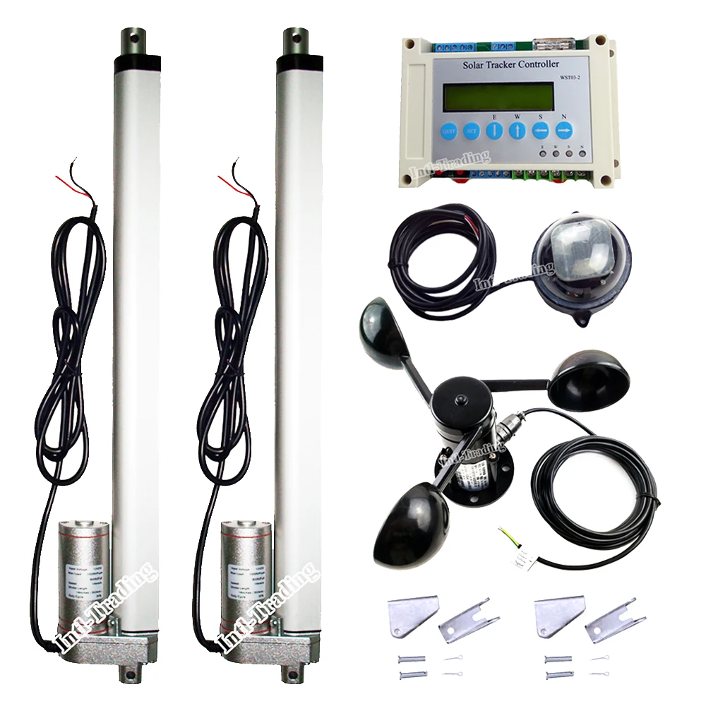 

Dual Axis 14" Linear Actuator 350mm 12V DC Motor +LCD Controller +Wind Speed Sensor DIY Solar Tracking Tracker Home Power Supply