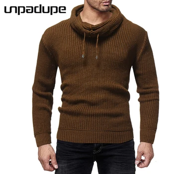 

Winter Pile Collar 2018 Thick Warm Sweater Men Turtleneck Brand Mens Sweaters Slim Fit Pullover Men Knitwear Male Double Collar