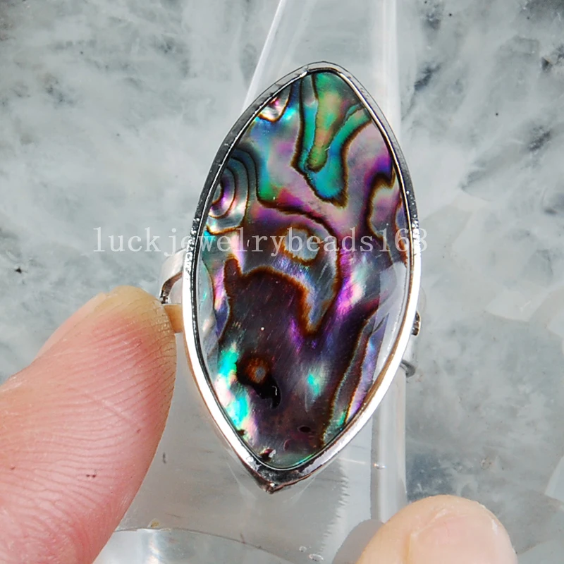 Free Shipping Fashion Jewelry 15x30mm Beautiful New Zealand Ablone Shell Art Ring C3729 | Украшения и аксессуары