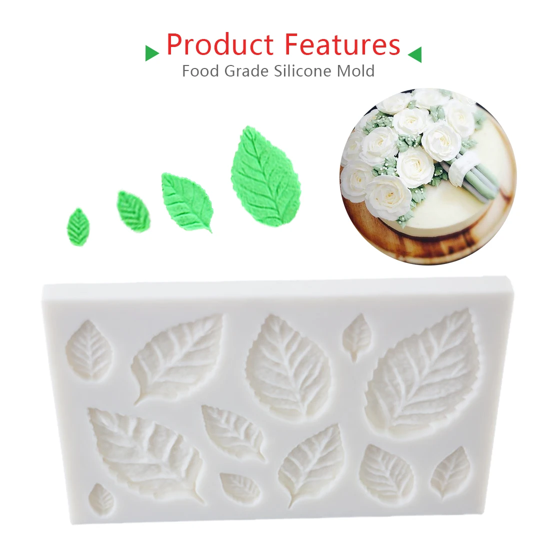 

3D Leaves Silicone Mould DIY Tree leaf Press Molding Foil Mold Cake Decorating Tools Silicone Mold Cake Decor Fondant Cake