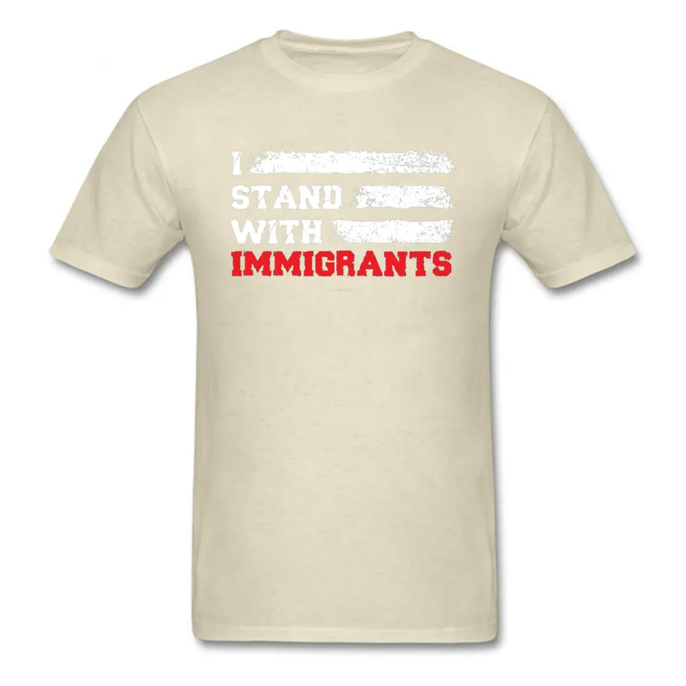 2018 Fashion Man Top T-shirts Party Casual T Shirt Pure Cotton Short Sleeve Casual Tops & Tees O-Neck Free Shipping I stand with immigrants T Shirt USA Flag count beige