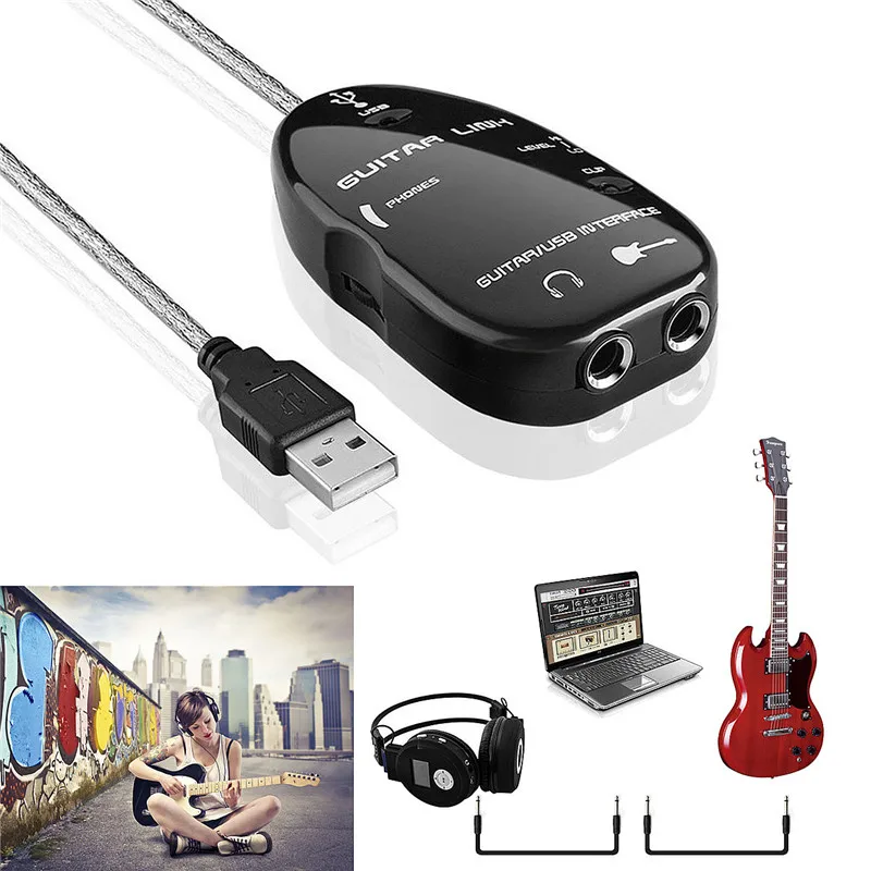 Electric Guitar Link USB Audio Cable Interface Guitarlink