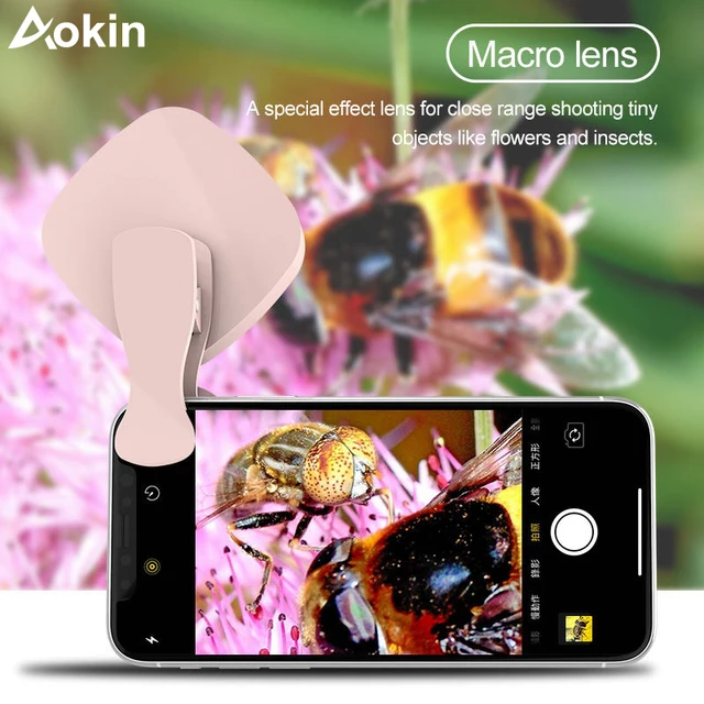 Aokin Selfie Ring Light with HD 3 in 1 Fisheye Wide Angle Macro Lens Flash Led Camera Phone Photography for iPhone Samsung Lens