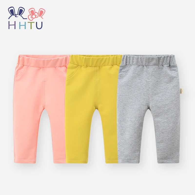 

HHTU 2019 Children Casual Pants Spring Trousers Cotton Girls Boys Kids Sports Trousers Harem Pants Cute Yellow Pink Grey