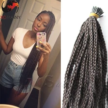Factory Supply Brazilian Braided Hair Extention I-Tip Pre-Bonded Hair Extension 0.9g/Strand,100strands/Piece Human Braided Hair
