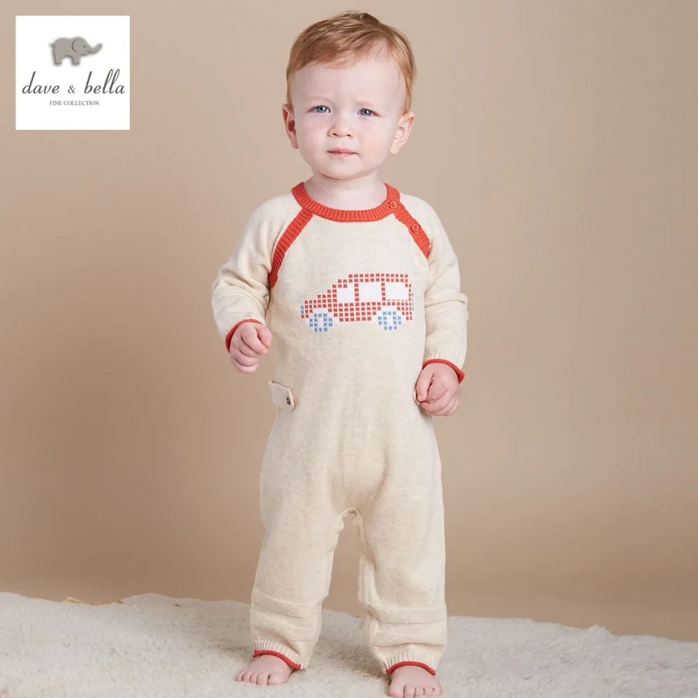 

DB2333 dave bella spring autumn baby romper boys romper  infant clothes baby one-piece babi cotton romper high quality