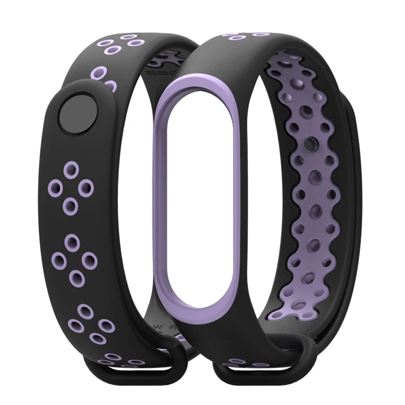 Mi jobs mi Band 3 ремешок для Xiaomi mi Band 4 силиконовый браслет mi 3 умные часы mi band 3 Аксессуары спортивный ремешок - Цвет: Black Purple