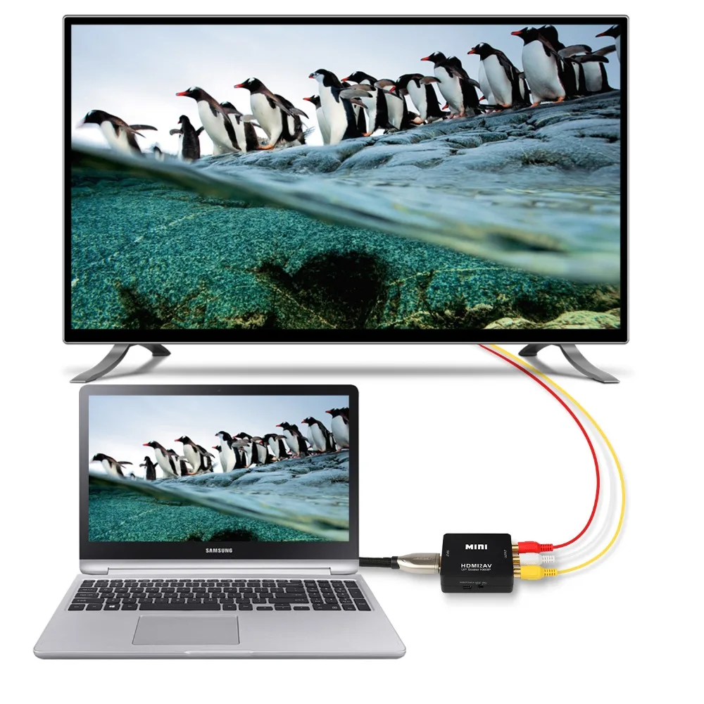 YUNCLOUD HDMI К AV Scaler 1080P конвертер коробка к RCA AV/CVSB L/R Компонентный видео адаптер HDMI2AV HD